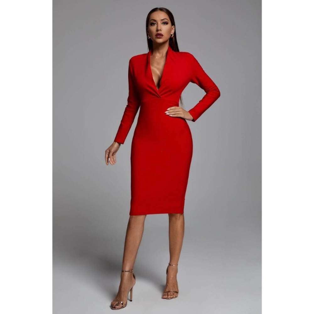 Elegant Red Midi Dress